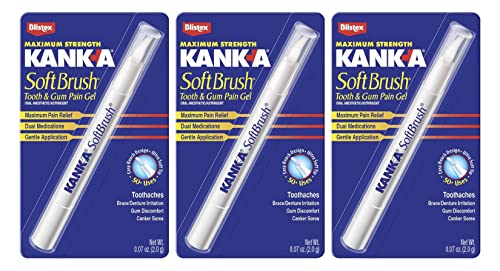 Kank-A Soft Brush Tooth Mouth Pain Gel Maximum Strength White 0.21 Oz Pack of 3