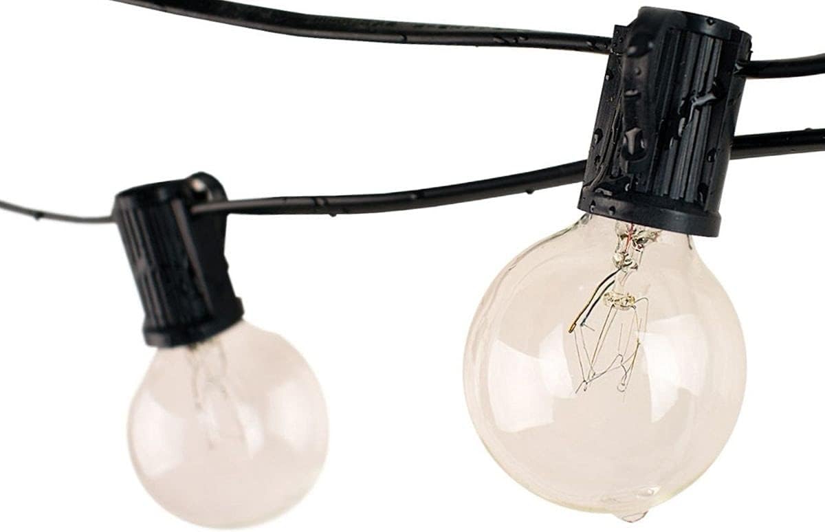 Festoon Lights Outdoor by FunHaven 25 Bulbs Set String Garden Lighting Mains Operated/Powered Hanging Outside Gazebo Light Bulb Fairy Patio Pergola Party Wedding (25)