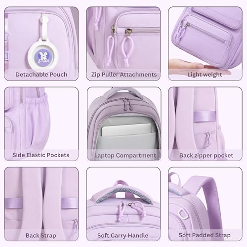 Image of Korean Style School & College Backpack with Detachable Pouch | 18 Inch Large capacity bag for Girls & Boys Age of 12-16 years | Best for School, Tution, Travel, Camping
