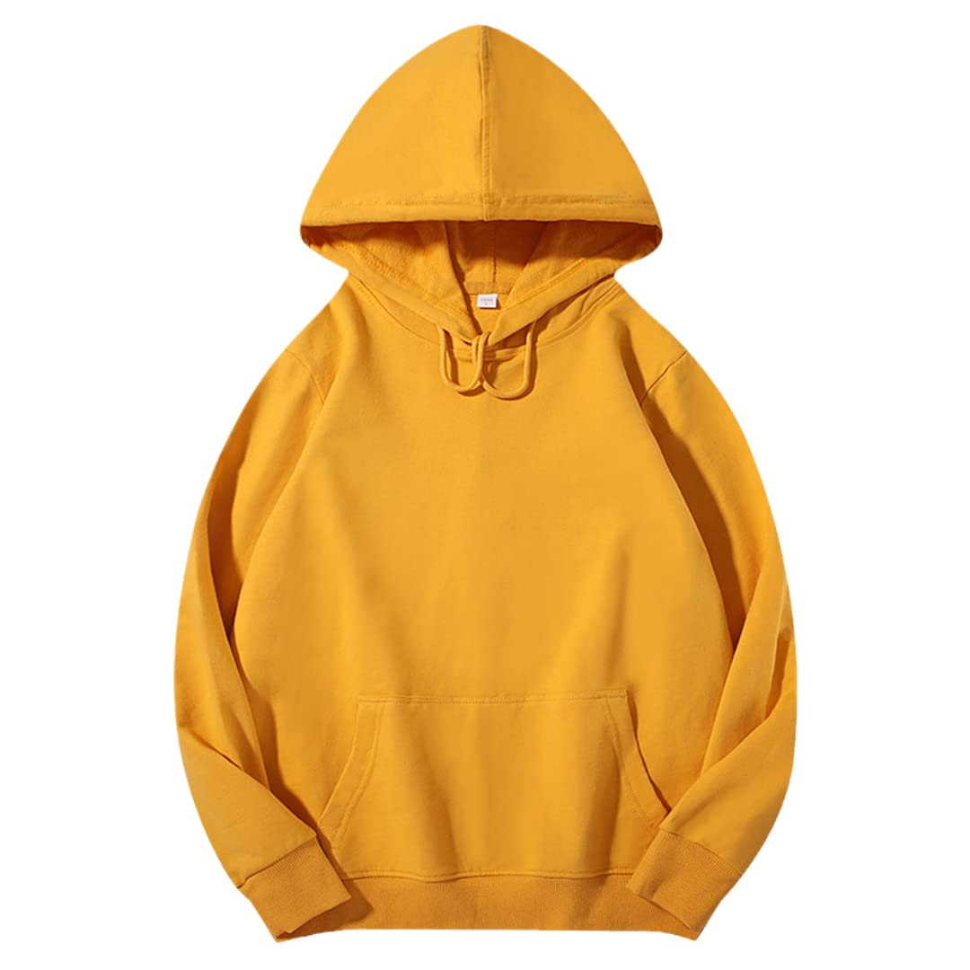 Damskie bluzy z kapturem Solidna bawełna Luźna dzianina Harajuku Sweter Bluza Żółty M (50-55) kg