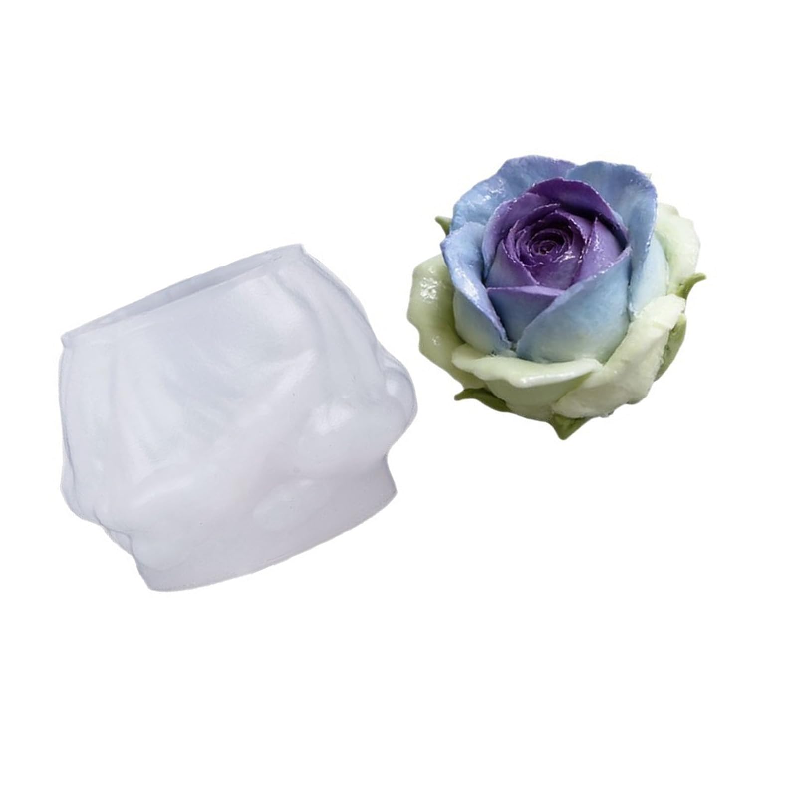 Qusinfc Rose Flower Shaped Silicone Mold Food Grade for Scented Soap Crafting Easily Release Design Rose Silicone Mold