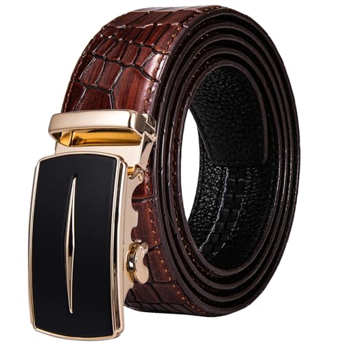 Image of Dubulle Designer Men's Belts, Ratchet Leather Sliding Buckle Dress Belt
