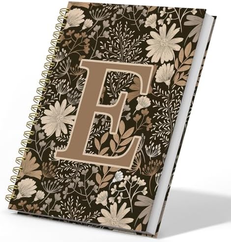 Initial E Personalized Journal Notebook, Boho Floral Journaling N...