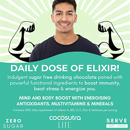 Image of Cocosutra BALANCE & DEFEND Sugar Free Drinking Chocolate Hamper | 2 * 10 Single Serve Sachets | For Gut Health & Immunity | Low Carb, Low Calorie | Stevia & Erythritol based | 400g
