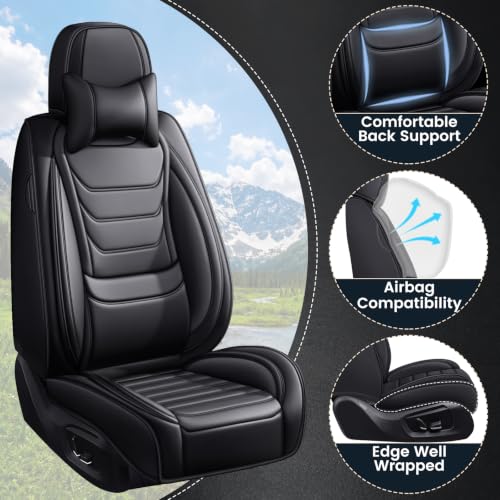 Image of Car Seat Covers Custom Fit Kia Telluride 2020-2026, Waterproof Nappa Leather Car Seat Protector, Breathable Car Seat Cushion, Seat Covers for Car(5 Seats Luxury /Black)