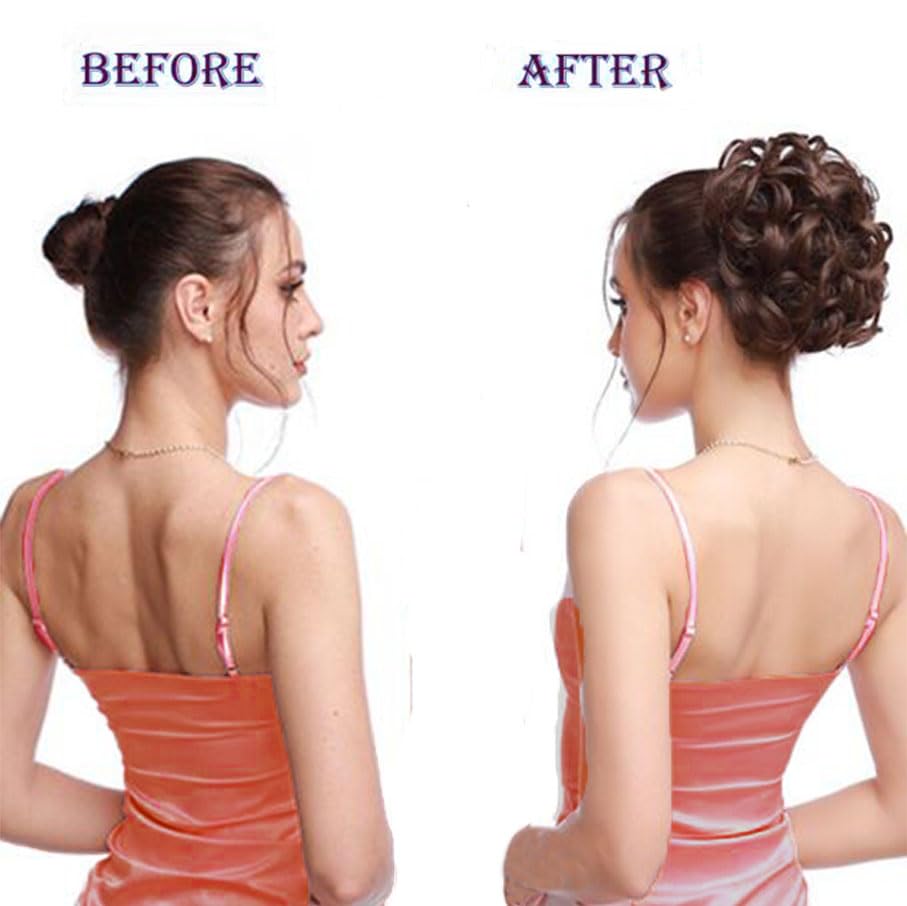 Miniatura 4 de REOU Extensión de cabello corto y rizado, moño para cola de caballo para mujer, fácil de estirar, extensión de cola de caballo (12#LBR)