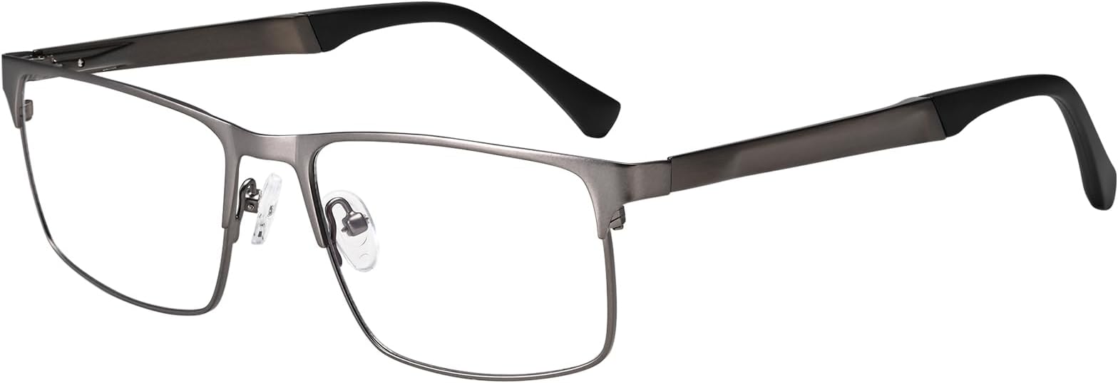 Blue Light Blocking Glasses for Men Computer Gaming Glasses Rectangle Metal Frame Anti Eyestrain Eye Protection