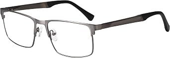 Dollger Blue Light Blocking Glasses for Men Computer Gaming Glasses Rectangle Metal Frame Anti Eyestrain Eye Protection