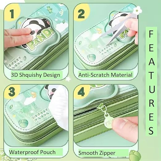 Image of DEOXY Panda Themed Pencil Case with Super Large Capacity Cute Pencil Box,Pencil Bag Aesthetic School Supplies,Stationery Bag Zipper Pencil Pouch for Girls & Boys (Panda)