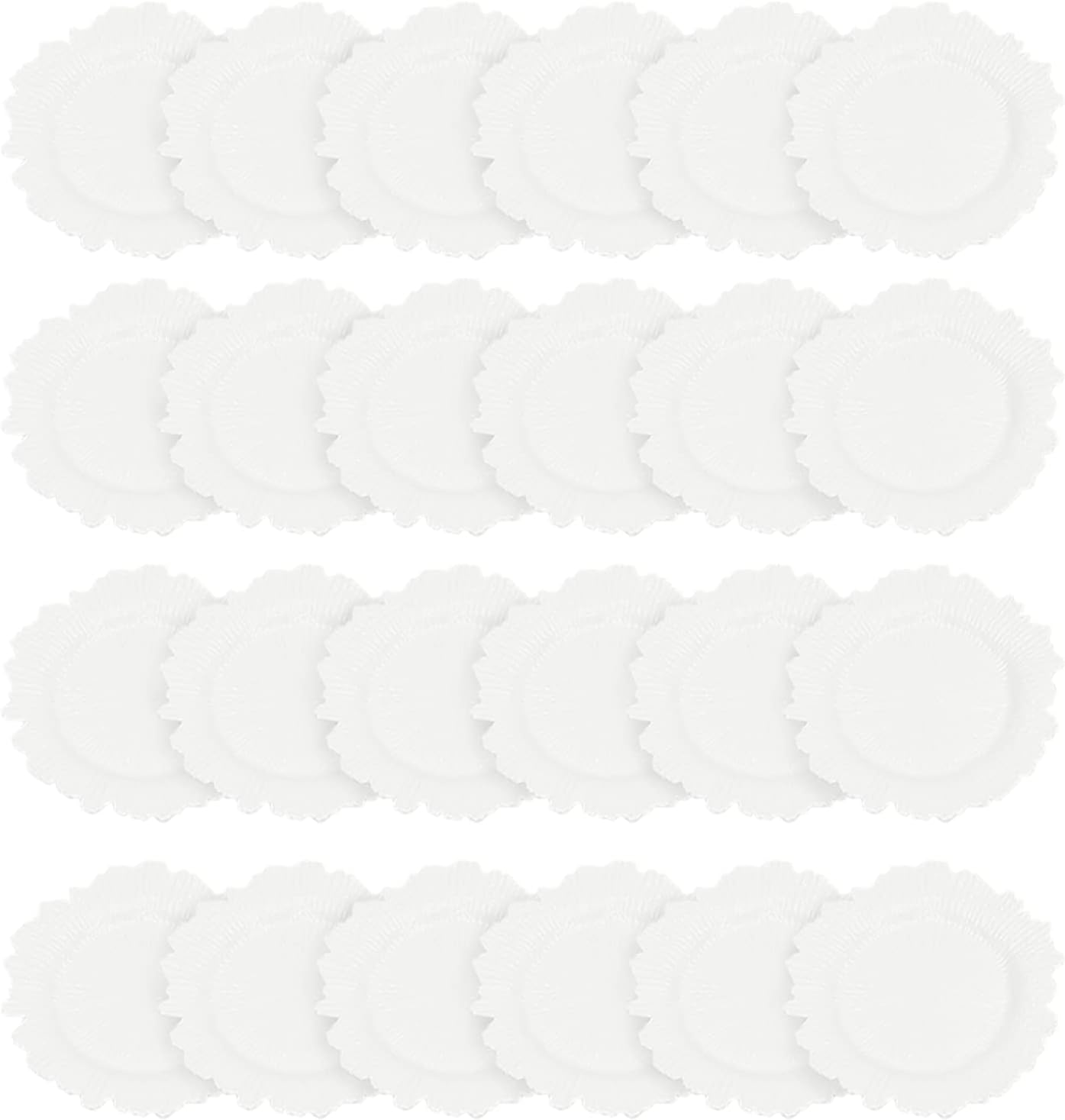 24 Pack Charger Plates,13" Ruffled Rim Dinner Charger Plates,Round Plastic Reef Plate Chargers with Flora Reef Design for Wedding Dinner Party Decoration (White)