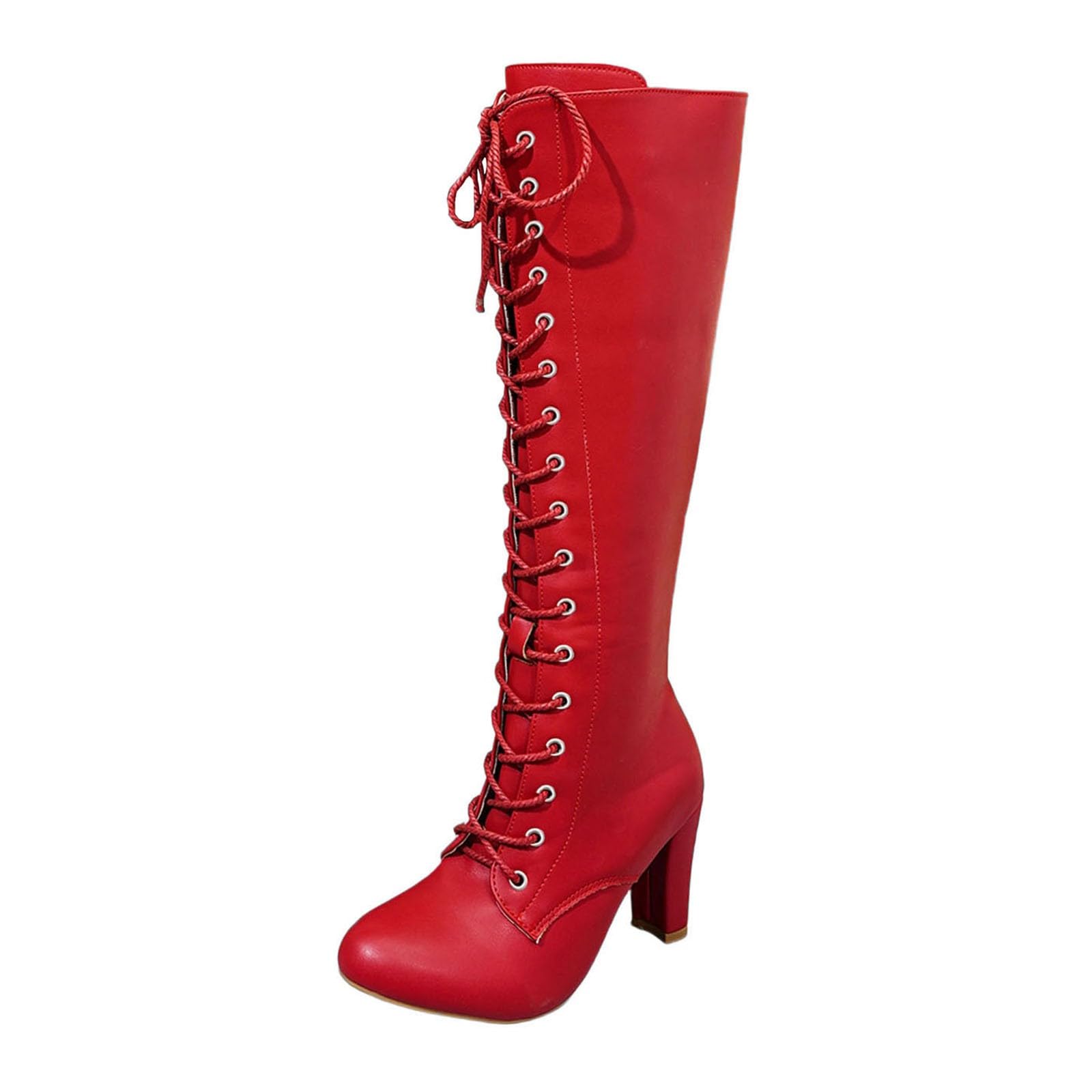 Womens Boots Riding Lace Up Shoes Knee High Casual Round Toe Dressy Party Booties Warm Fall Winter Boot