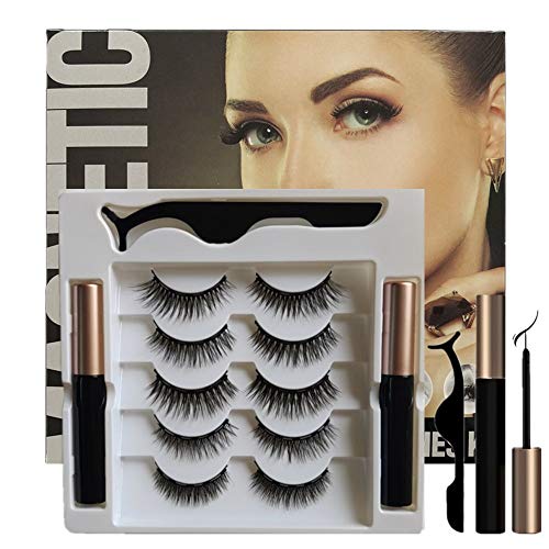 ROLANGINA Magnetic Eyeliner and Lashes Magnetic Eyelashes Kit with Tweezers.No Glue Reusable Silk False Lashes, Easier To Use Than Traditional eyelashes magnetic eyeliner. (SIZE:011/014/015/018/D8)