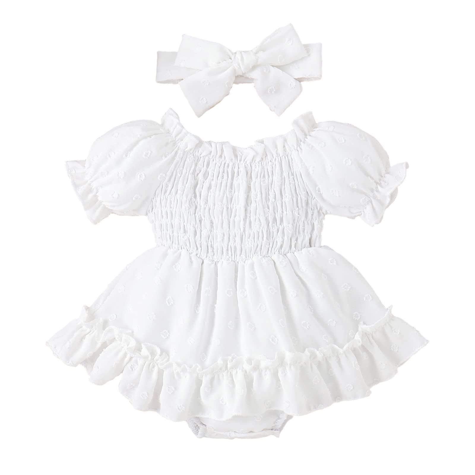 Magic ParkInfant Ruffle Bodysuit Skirt Baby Girl Chiffon Romper Dress Toddler Girls Puff Sleeve Dresses Summer Clothes