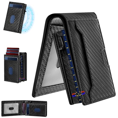 MagSafe Wallet For Men,Versatile Wallets with Pop-Up Card case, Rfid Blocking,ID Window,Card case with magnetic suction for flexible carrying,Wallet Gift For Male(Carbon Fiber color)