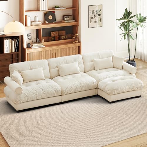 Image of SoarFlash SorFlash Sectional Sofas Couches for Living Room, L Shaped Couch Sofa Set, Small Couches for Small Spaces, Apartment with Movable Ottoman, Beige
