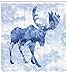 ABAKUHAUS Elch Duschvorhang, Blauer Winter Antlers Baum, Waserdichter Stoff mit 12 Haken Set Dekorativer Farbfest Bakterie Resistet, 175 x 200 cm, Blau Weiß