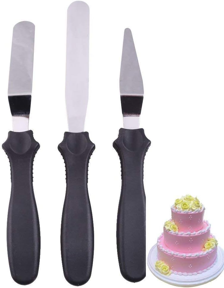 Shopoholic Stainless Steel Cake Icing Spatula Knife Set, 3-Pieces, Multicolor
