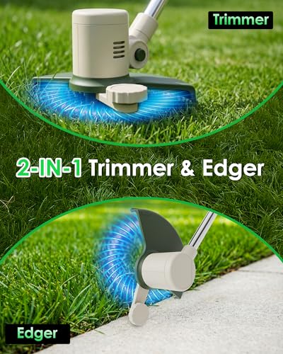 Cordless String Trimmer Battery Powered, 21V 2-in-1 Weed Wacker and Edger with 8" Cutting Width, 2 x 2.0Ah Batteries and Charger Included, Electric Lawn Tool Grass Cutter — view 3