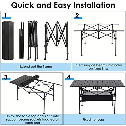 Leadallway Folding Camping Table With Large Storage And Carrying Bags 47(L) X22(W) #TOP5
