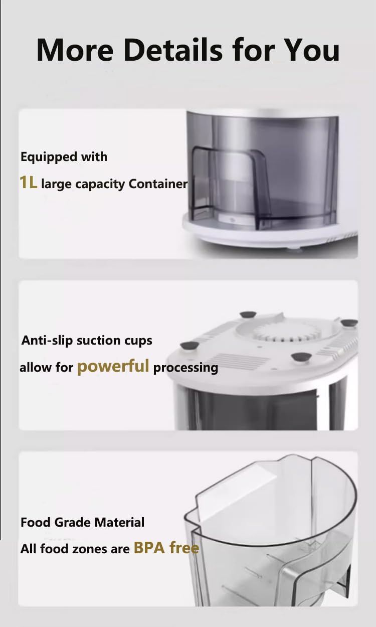 Râpe à Fromage électrique avec récipient, Hachoir à Viande 300 W, Hachoir électrique avec 4 Lames remplaçables, broyeur de légumes électrique 23 000 TR/Min, Hachoir pour Toutes Sortes de légumes