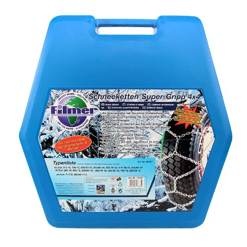 Preisvergleich Produktbild Filmer 18637 Schneeketten, 2 Stück in Stabiler Kunststoffbox mit Ö-Norm für Schwere Fahrzeuge, 15-16 Zoll
