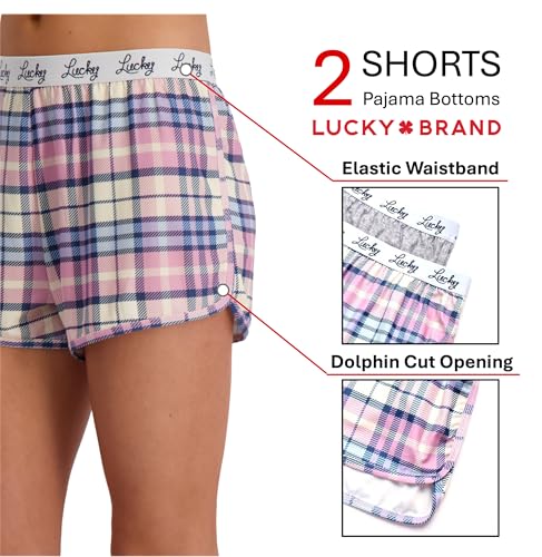 Image of Lucky Brand Women's Pajama Bottoms - Ultra-Soft 2 Pack Sleep and Lounge Sweat Shorts, Cortos de Pijama para Mujer