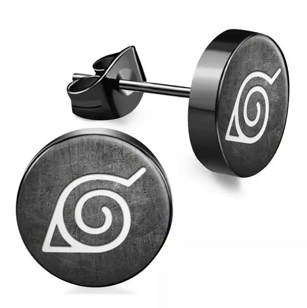 CHICNET Kolczyki ze stali nierdzewnej czarne 8 mm czerwone fioletowe Sharingan Eye Rinnegan Anime Manga biżuteria do uszu stal chirurgiczna unisex mężczyźni kobiety mężczyźni, 8mm