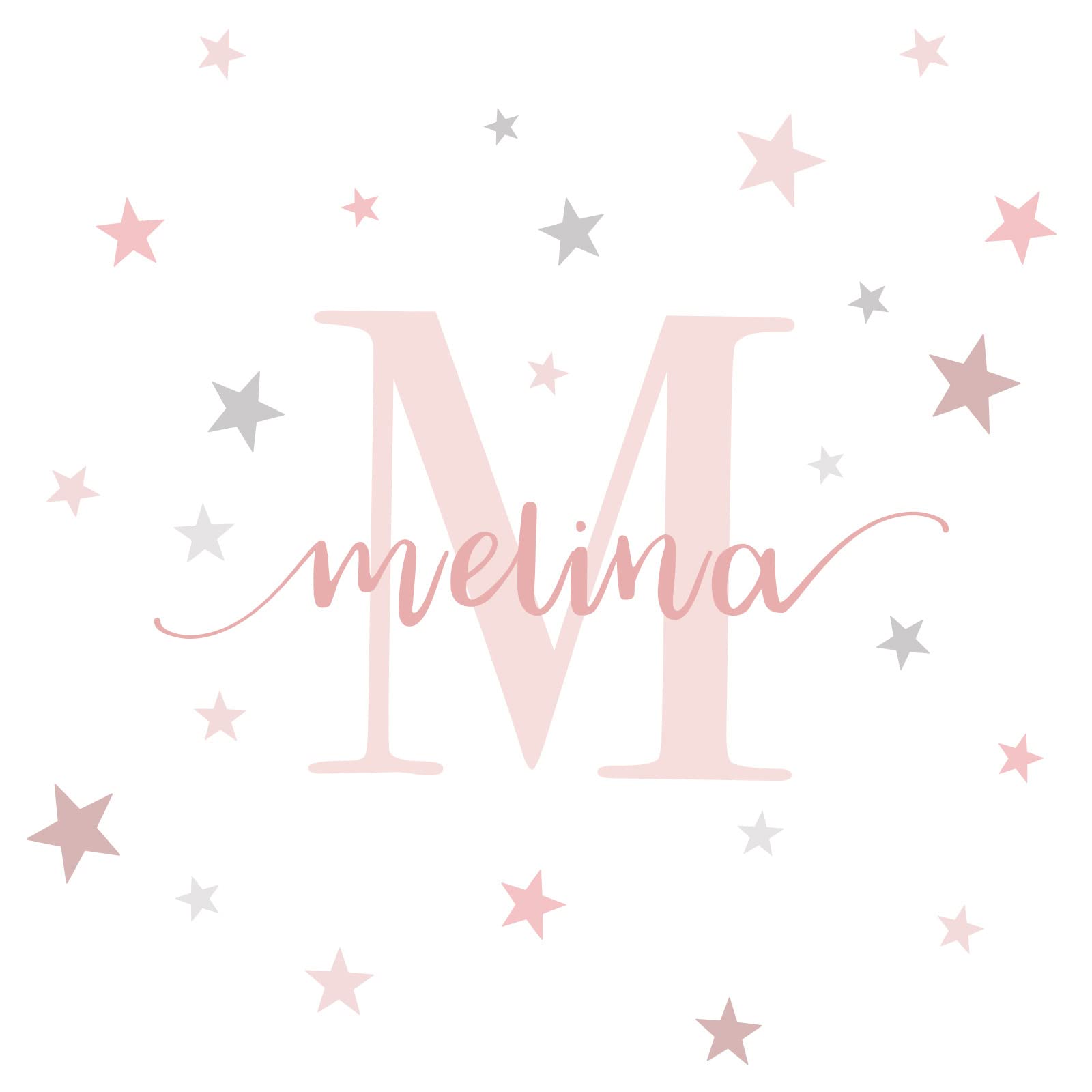 Little Deco Wandtattoo Sterne & Wunschname I Wandbild 150 x 50 cm (BxH) I Kinderzimmer Babyzimmer Wandaufkleber Mädchenzimmer Stern Wandsticker Aufkleber DL749 S - 150 x 50 cm (BxH)