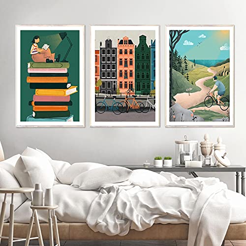 Peinture salon grand format sans reflet lot de 3 toiles 50x70cm