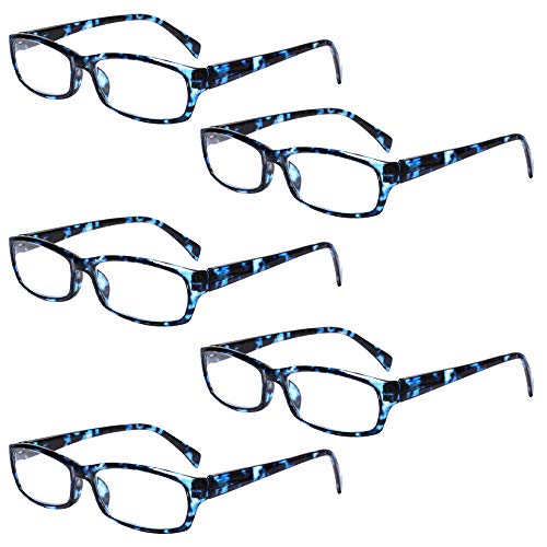 Image of Henotin 5-Pack Reading Glasses Blue Light Blocking Anti Eyestrain Computer Reading Glasses for Women and Men Readers (5 Pack blue, 1.00, Diopters)