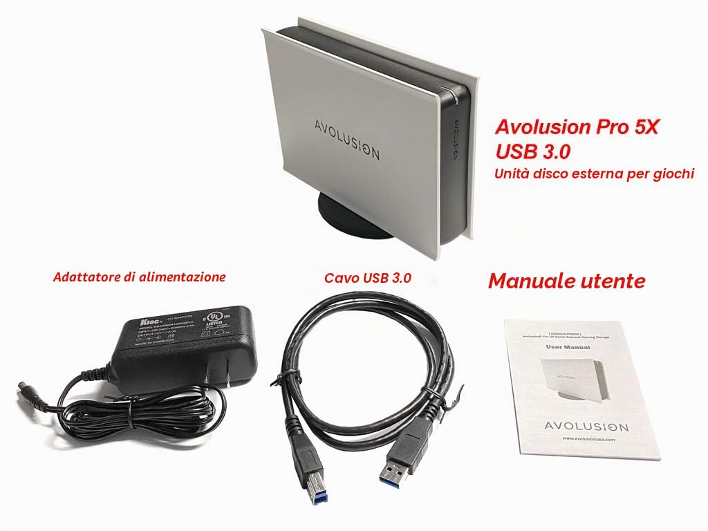 Avolusion PRO-5X Series - Hard disk esterno da 8 TB USB 3.0 per console di gioco PS5, colore: Bianco