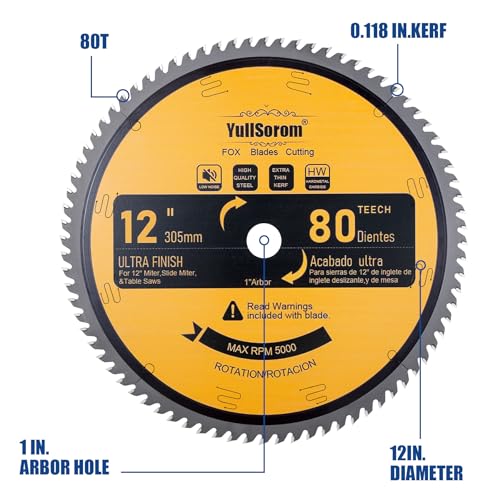Image of 12-Inch 80-Tooth Miter /Table Saw Blades TCT Fine-Finish Professional Woodworking Saw Blade for Miter Saws and Table Saws with 1-Inch Arbor