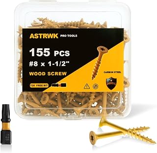 ASTRWK #8 x 1-1/2 Inch Deck Screws, 155 Pack Rust-Resistant Tan Epoxy Coated Wood Screws with T25 Torx Bit