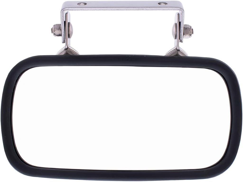 43001 Stainless Steel Rectangular Convex Mirror w/U-Bracket for Cars, Trucks, Boats, Tractors, Forklifts, Improves Visibility – 1 Unit