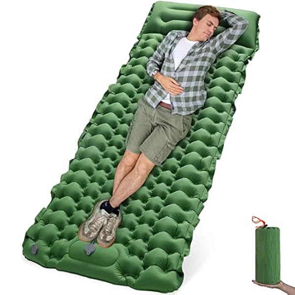 LISANNE Camping Slaapmat Opblaasbare Camping Matras met ingebouwde Voetpomp, Ultralight Compact Slaapkussen voor Camping, Backpacking, Wandelen, Reizen, Tent, RV, Waterdicht en Draagbaar