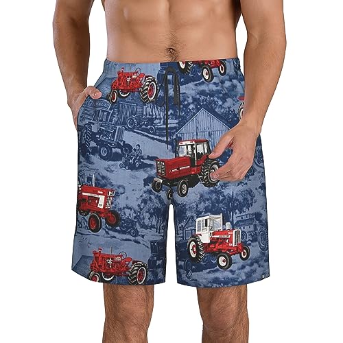 Mens Swim Trunks Tractor Beach Trunks Quick Dry Swim Shorts Swimwear Bathing Suits