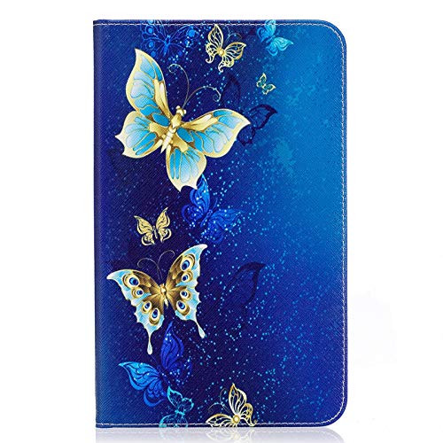 Uucovers Folio Case For Samsung Galaxy Tab E 8.0 Inch 2016 Tablet (Sm-T375 & T377 & T378), Slim Pu Leather Magnetic Wallet Folio Stand Tpu Back Shockproof Shell With Card Pockets, Golde Butterfly #TOP2
