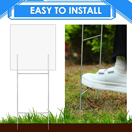 Therwen 100 Pcs H Stakes for Yard Signs 30'' x 10'' Metal Heavy Duty H Frame Wire Stakes Weatherproof Metal Holder for 250 Anniversary USA 4mm 5mm Corrugated Signs Board Guidepost Yard Decor by Therwen - Image 7