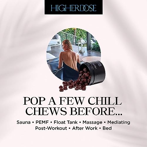 HigherDOSE CHILL Chews - Stress Management Gummies to Help Relax - Magnesium Citrate, Ashwaganda, & High-Performance Adaptogenic Mushroom Blend for Greater Calm & Rest - 90 Calming Gummies for Adults
