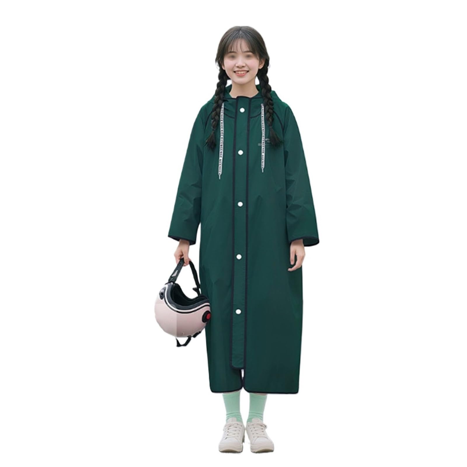 Poncho pluie pour adultes à capuche cape imperméable camping vert L