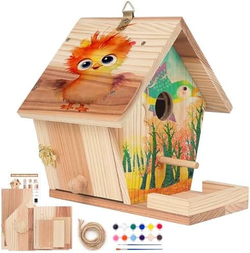 Bird Houses for Outside to Build, DIY Birdhouse Kit with Paint Se...