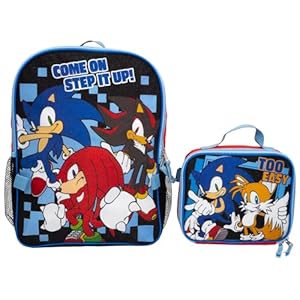 AI ACCESSORY INNOVATIONS Sonic The Hedgehog 2 Piece Backpack Set, Boys & Girls 16″ School Bag, Red