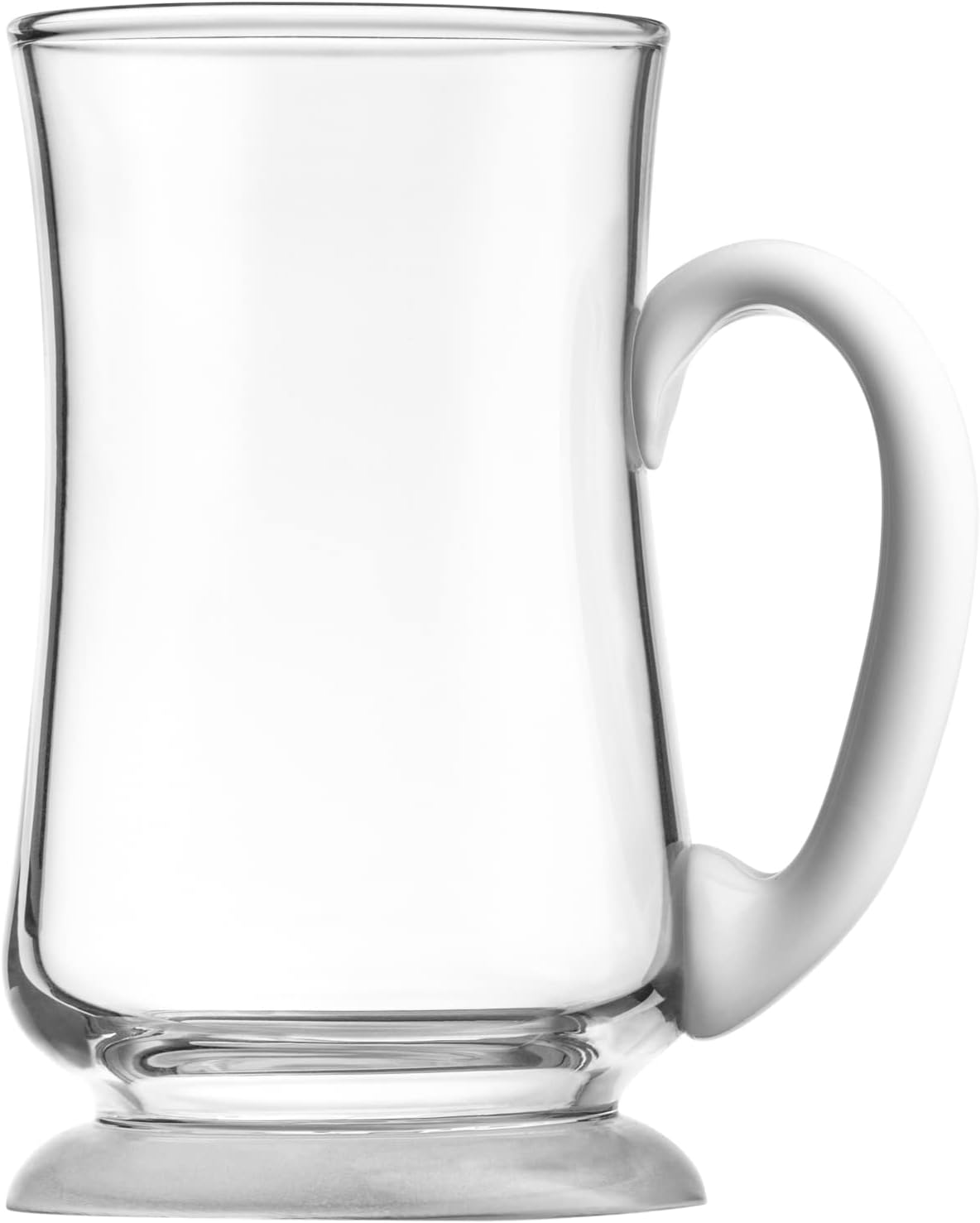 Barski - European Quality - Handmade Glass - Large Clear Beer Mug/Tankard - with Opal (White) Handle and Frosted Base - 20 oz. - Made in Europe