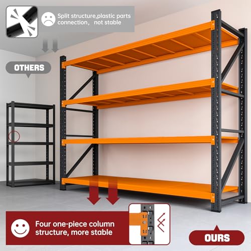 Image of RAVIGIN 7000LBS Storage Shelves,79 inch W Garage Shelving Heavy Duty Metal Adjustable Garage Shelves, Shelving Units Industrial Shelving for Warehouse,79 inch W x 24 inch D x 79 inch H,Orange