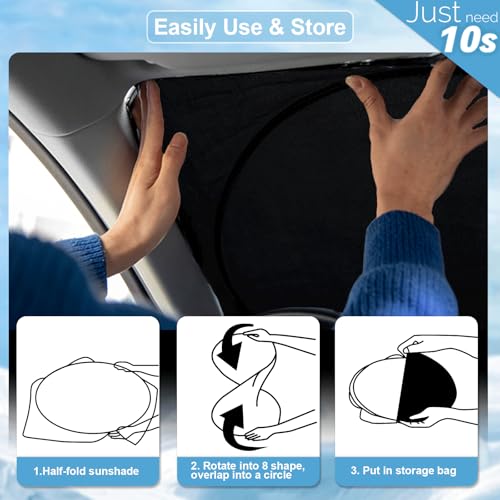 Custom Fit Civic Windshield Sunshade for 2012 2013 2014 2015 Honda Civic Accessories Front Window Shades Cover for Windshield Sun Visor Screen Protector 210T Reflective Blocks UV Rays Heat Keep Cool