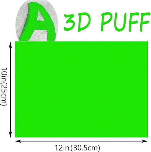 Miniatura 6 de Puff HTV Heat Transfer Vinyl Green Glow in Dark HTV Vinyl Puff 3D Luminous Neon Green Iron on Vinyl for Cricut  Silhouette Cameo Flocking Green Heat