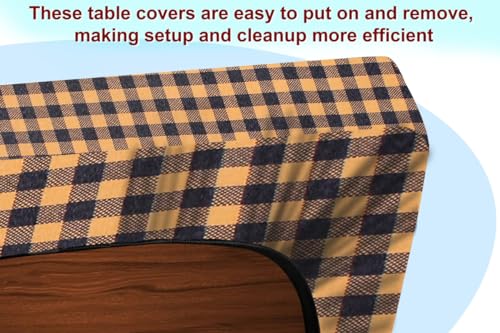 Image of The Furnishing Tree Elastic Rectangular Dining Table Cover WxL 36x63 in Inches Polyester Checkered Pattern Brown