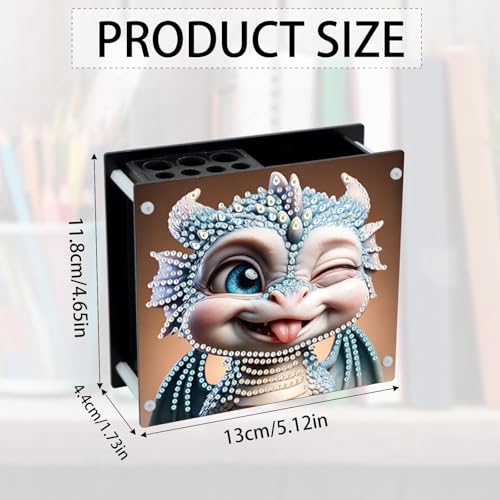 Image of DIY 5D Diamond Painting Holder, Fantasy Dragon Acrylic Pen & Makeup Organizer, Diamond Art Desk Pencil Cup and Storage for Adults, Home Office Art Supplies
