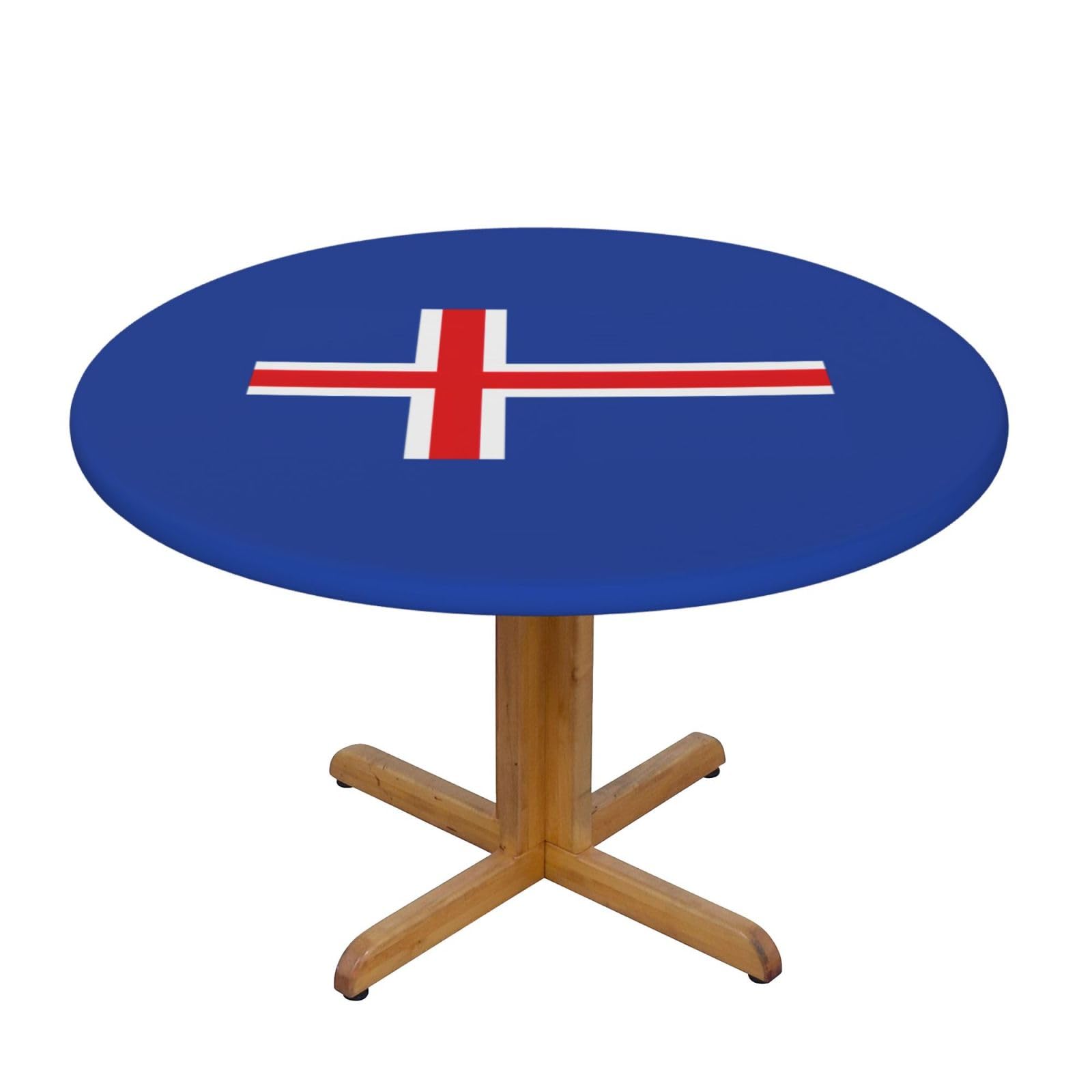 PPHGUT Flag of Iceland Print Round Tablecloth Family Table Cover Kitchen Wedding Party Everyday Outdoor