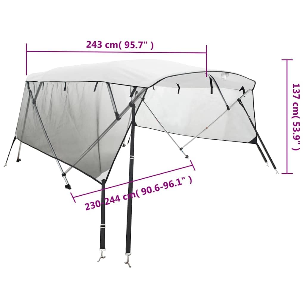 vidaXL Toit Bimini à 4 arceaux parois en Maille 243x(230-244) x137 cm